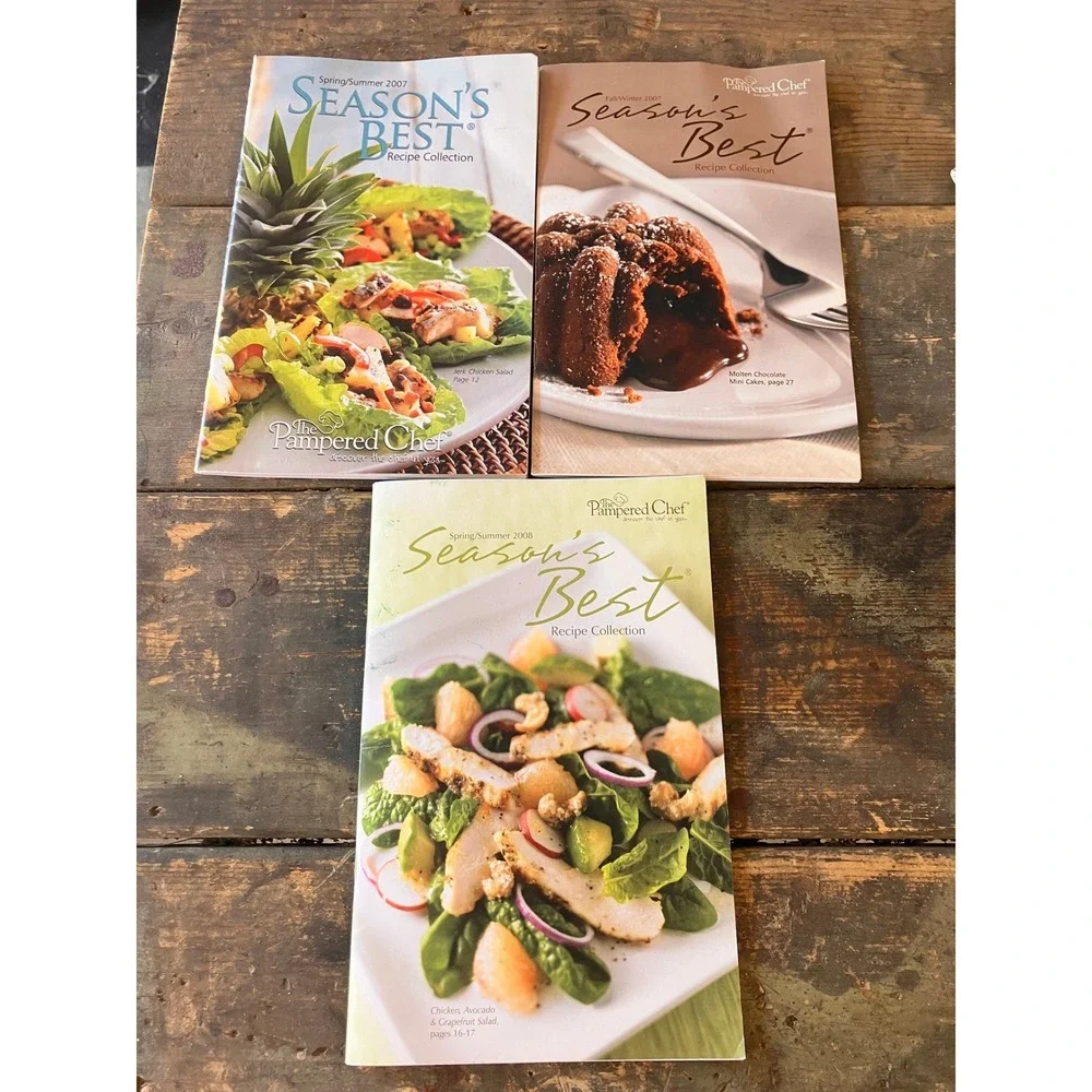 Pampered Chef Seasons‎ Best Recipe Collection 3 Book Lot 2007 2008 Cookbooks